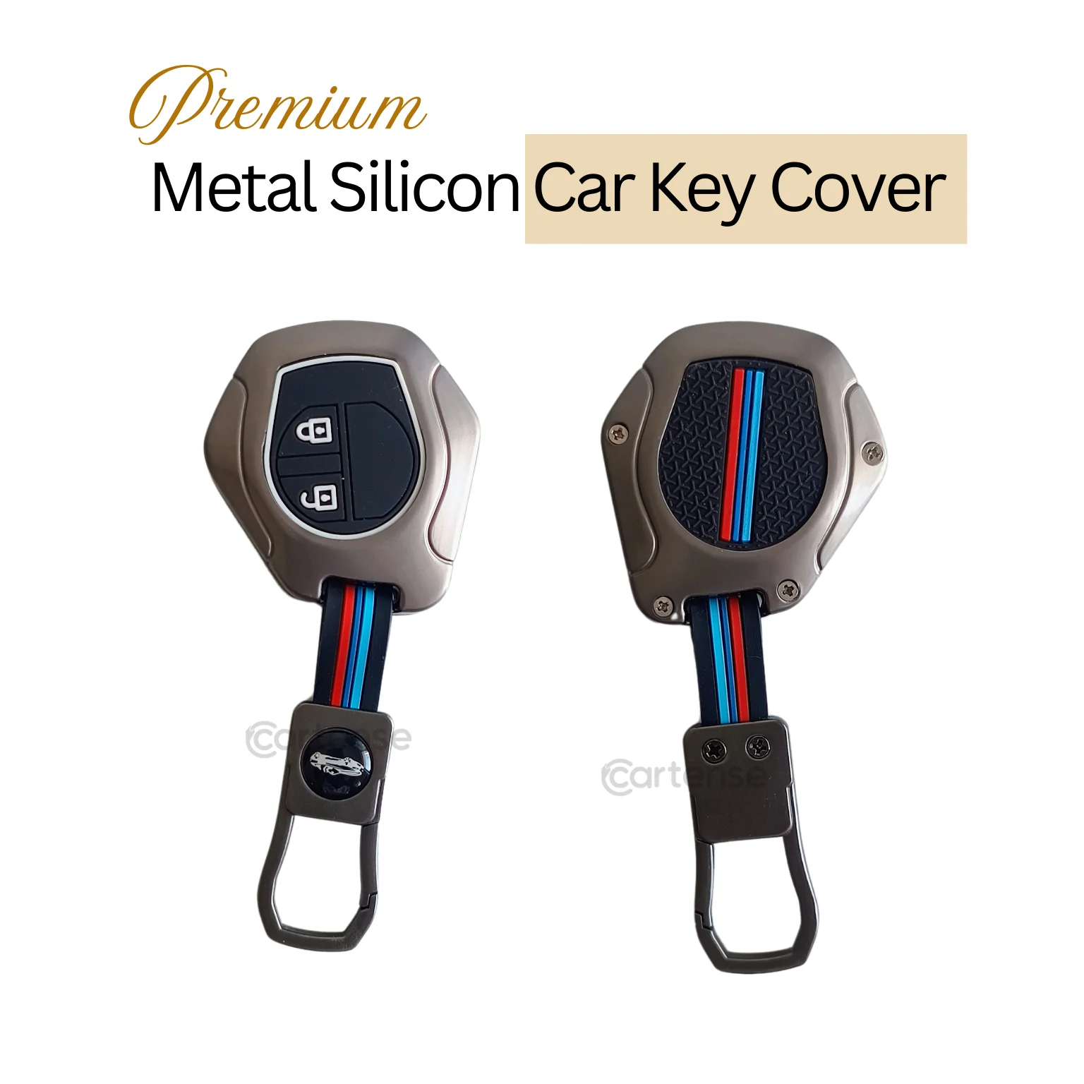 Metal Silicon Key Cover for Suzuki Swift, Dzire, Ertiga, Baleno, Celerio, WagonR, Ritz, Brezza, Scross, Alto, Fronx, XL6, Ciaz, Grand Vitara, Jimny, Alto K10, S Presso, Ignis |for Toyoto Rumion, Hyryder, Urben Cruiser, Galanza | 2 Button Key - Image 3