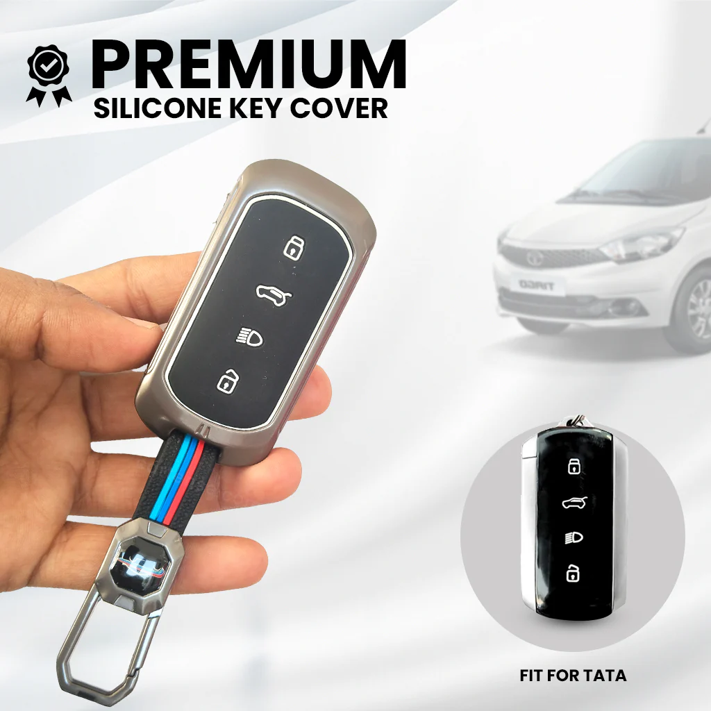Metal Silicon Key Cover For TATA curvv| 4 Button smart key - Image 4