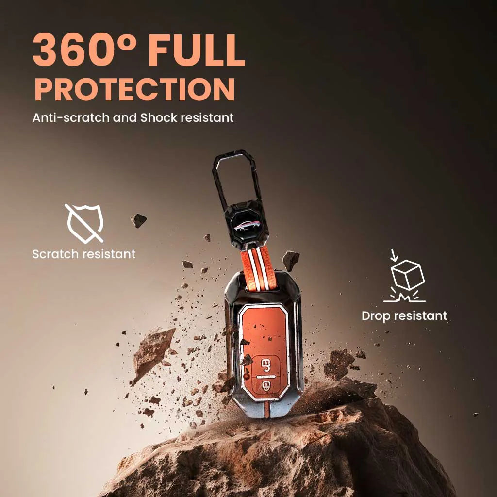 Metal Silicon Key Cover With Zinc Alloy For Suzuki Baleno, Swift, Ertiga, XL6, DZire, Fronx, Scross, Celerio, Ciaz, Brezza, Grand Vitara, Jimny, Ignis - 2 Button Smart Key - 360° Shock-Proof Protection For Suzuki - (Biscuit Brown) - Image 4