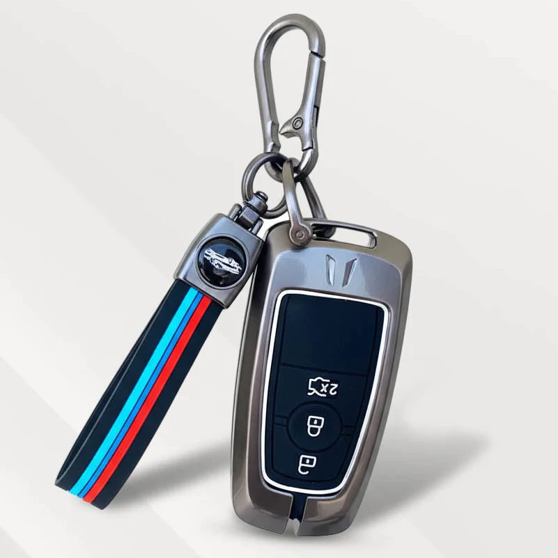 Metal Silicone Key Cover (Belt) for Figo, Aspire, Ecosport, Endeavour | 3 button Smart Key - Image 2
