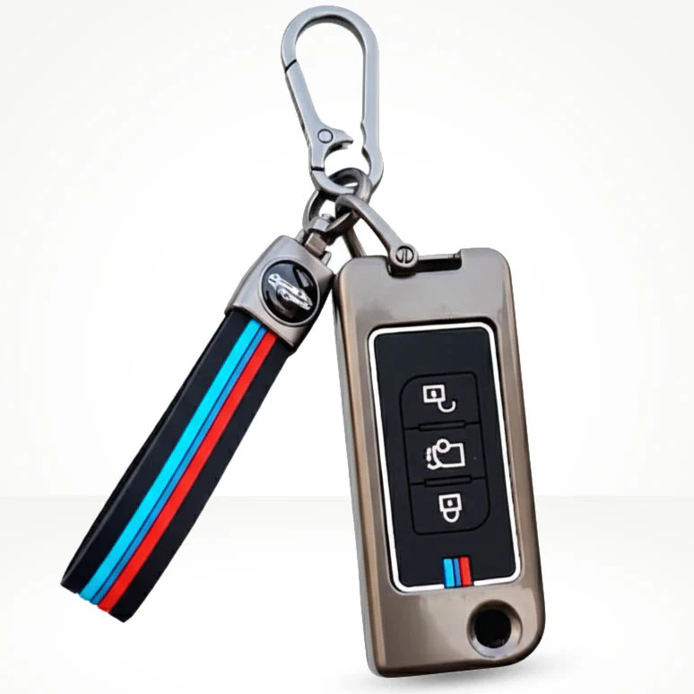 Metal Silicone Key Cover (Belt) for Mahindra XUV 500 | 3 Button Flip Key - Image 2