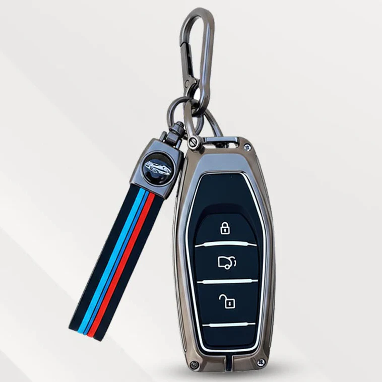 Metal Silicone Key Cover (Belt) for Mahindra XUV 500 | 3 Button Smart Key - Image 2