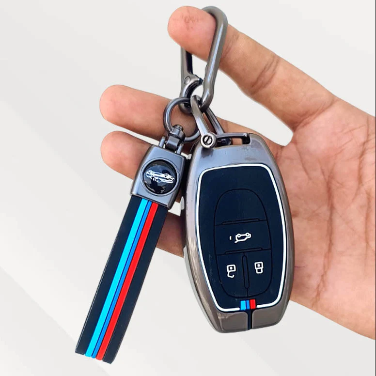 Metal Silicone Key Cover (Belt) for MG Astor, Gloster, Hector | 3 Button Smart Key