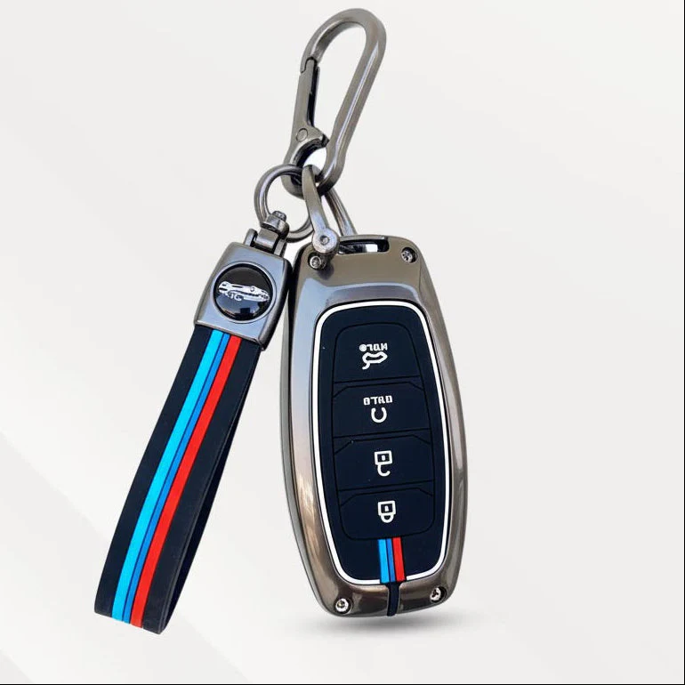 Metal Silicone Key Cover (Belt) for New Verna (2023) | 4 Button Smart Key - Image 2