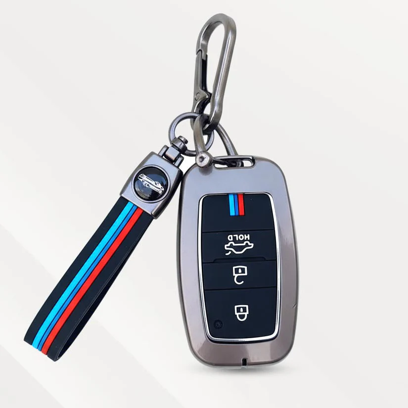 Metal Silicone Key Cover (Belt) for Seltos, Sonet, Carens | Push Start Key - Image 2