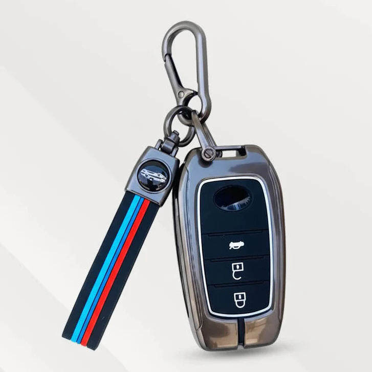 Metal Silicone Key Cover (Belt) for Toyota Fortuner, Hilux, Innova Crysta, Legender, Innova HyCross, Land Cruiser | 3 Button Type M1 Push Start Smart Key - Image 3