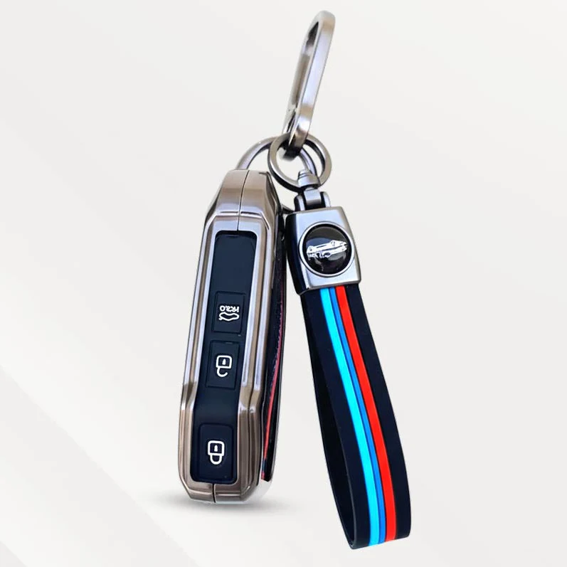 Metal Silicone Key Cover (Belt) for Kia Seltos HTE, Sonet HTE, Carens Premium, Prestige 3 Button Flip Key - Image 2