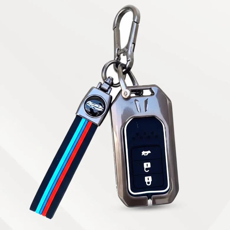 Metal Silicone Key Cover with Belt for Accord, Amaze, Jazz, CR-V, WR-V | 3 Button Smart Key - Image 2
