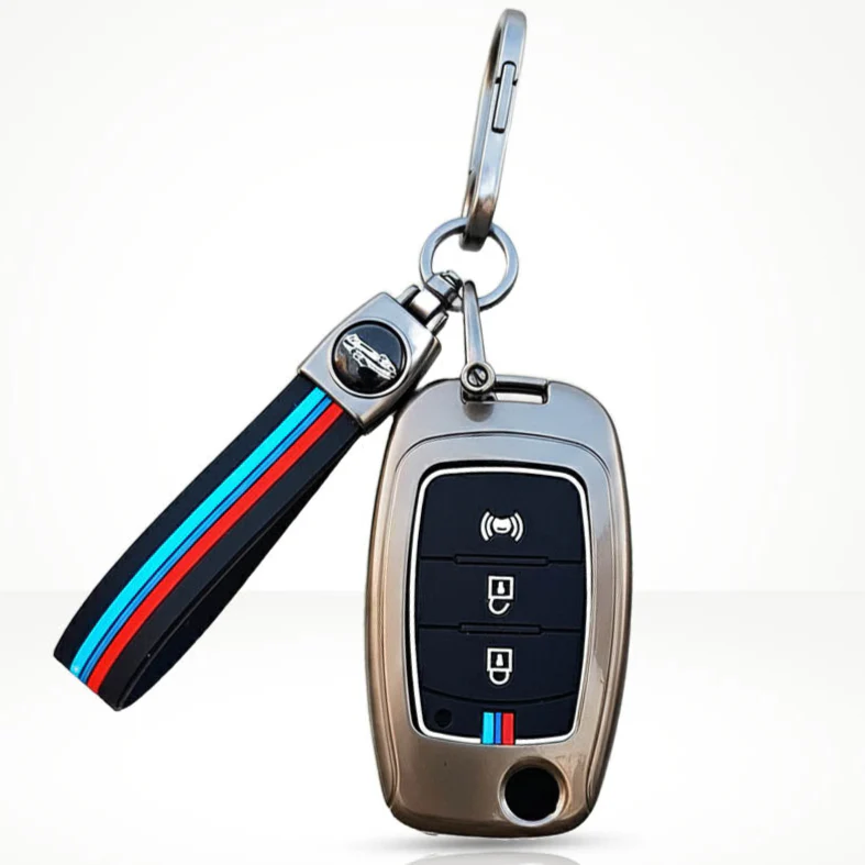 Metal Silicone Key Cover with Belt for Alturas G4, XUV 300 Key Cover 3 Button Flip Key - Image 2