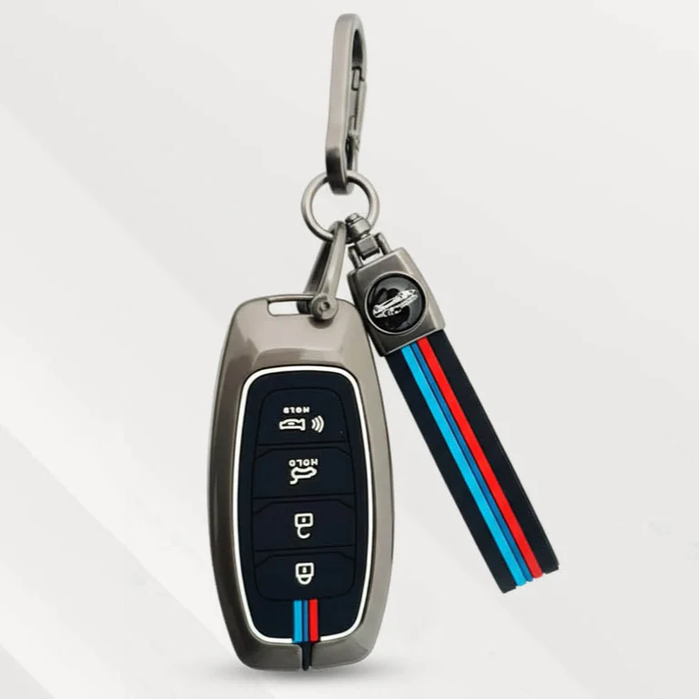 Metal Silicone Key Cover with Belt for Compatible with New Verna (2022) | 4 Button Smart Key - Image 2