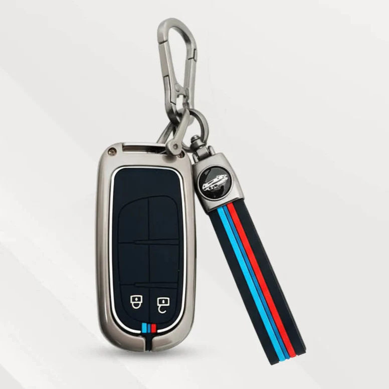 Metal Silicone Key Cover with Belt for Jeep Compass | 2 Button Smart Key - Image 2