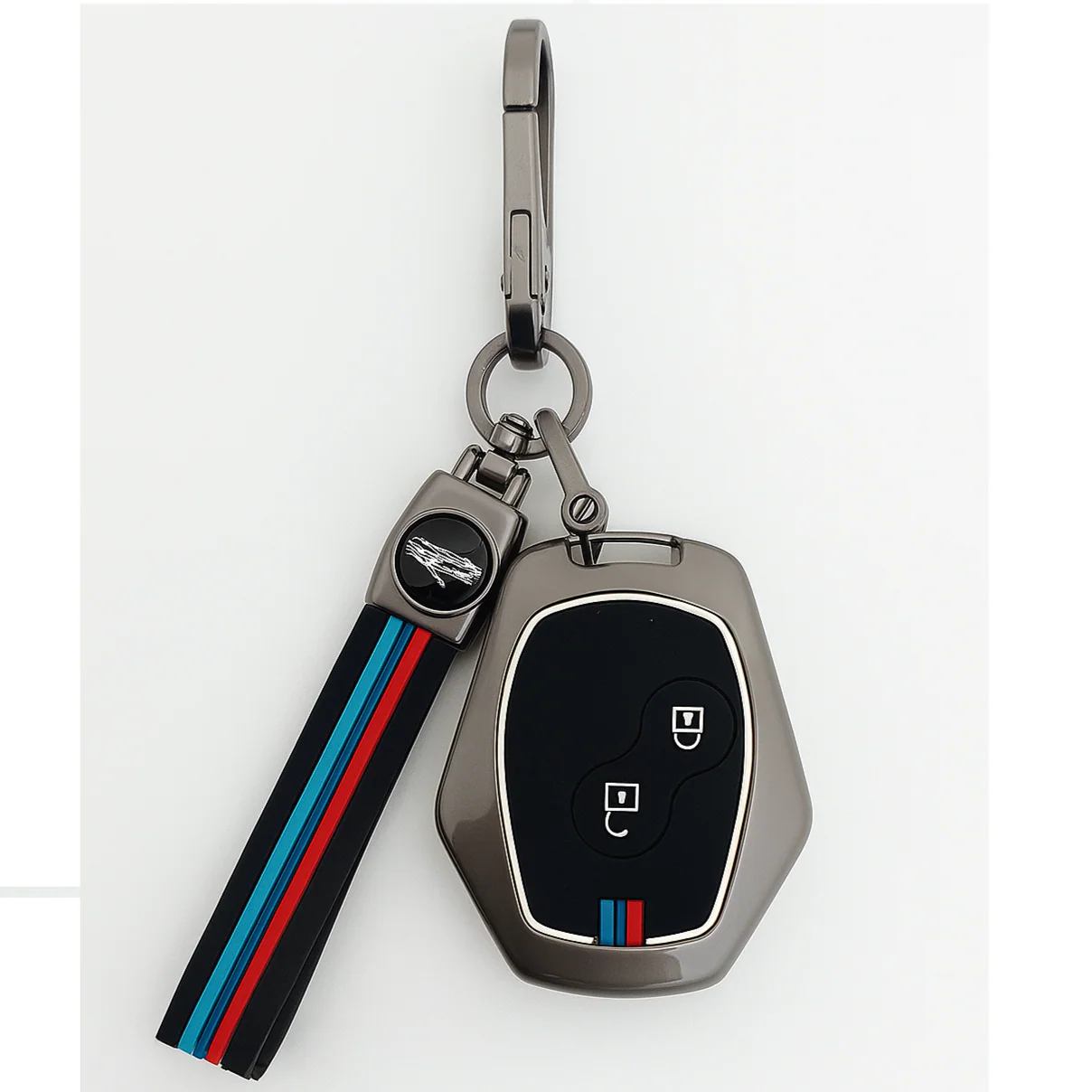 Metal Silicone Key Cover with Belt for Renault Logan, Duster, Verito, Lodgy | 2 Button Key - Image 2