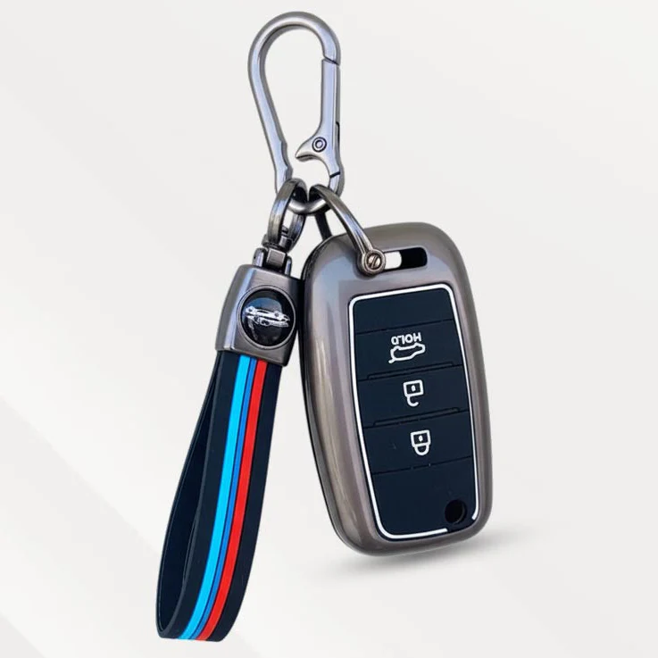 Metal Silicone Key Cover with Belt for Seltos, Sonet, Carens | Flip Key - Image 2