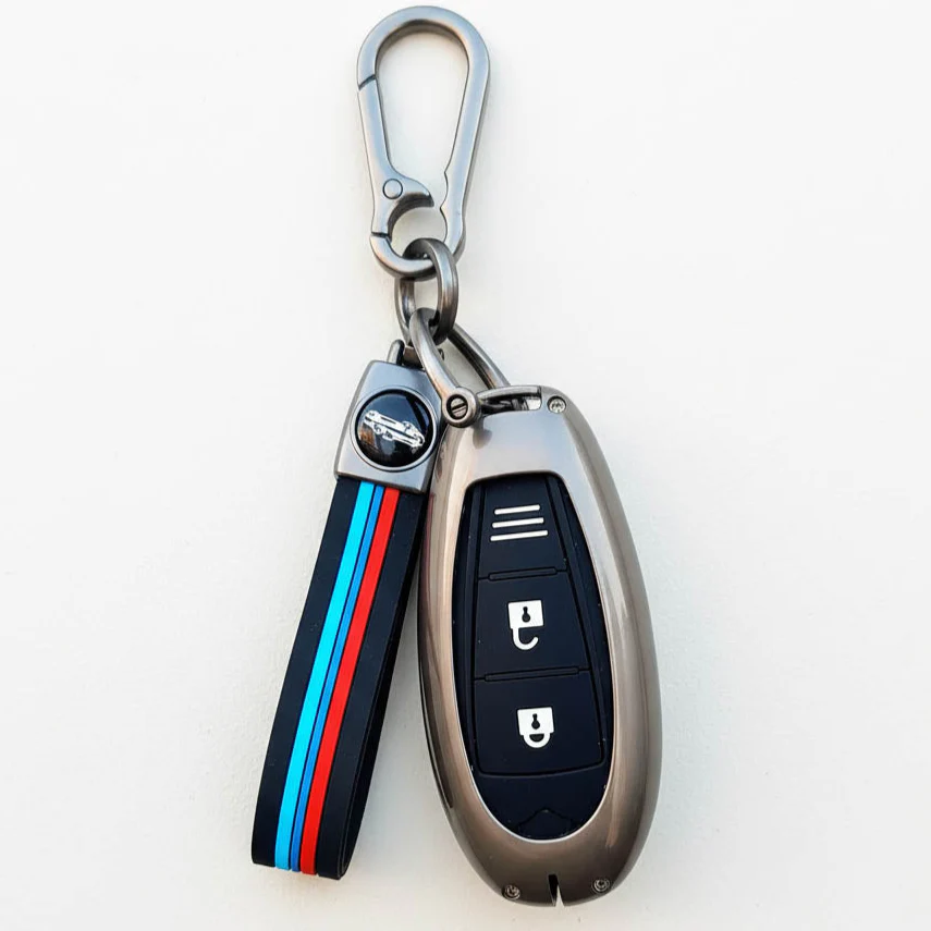 Metal Silicone Key Cover with Belt for Suzuki Baleno, Ciaz, Grand Vitara, Brezza, S Cross, Swift, Ignis, XL6, Fronx | 2 Button Smart Key - Image 2