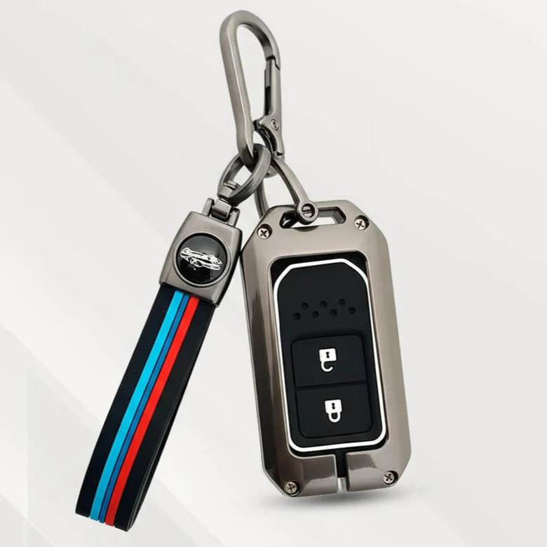 Metal Silicone Key Cover with Belt for with City, Civic, Jazz, Amaze, CR-V, WR-V, BR-V, Jazz BS6, Civic 2020 | Push Start Model - Image 2