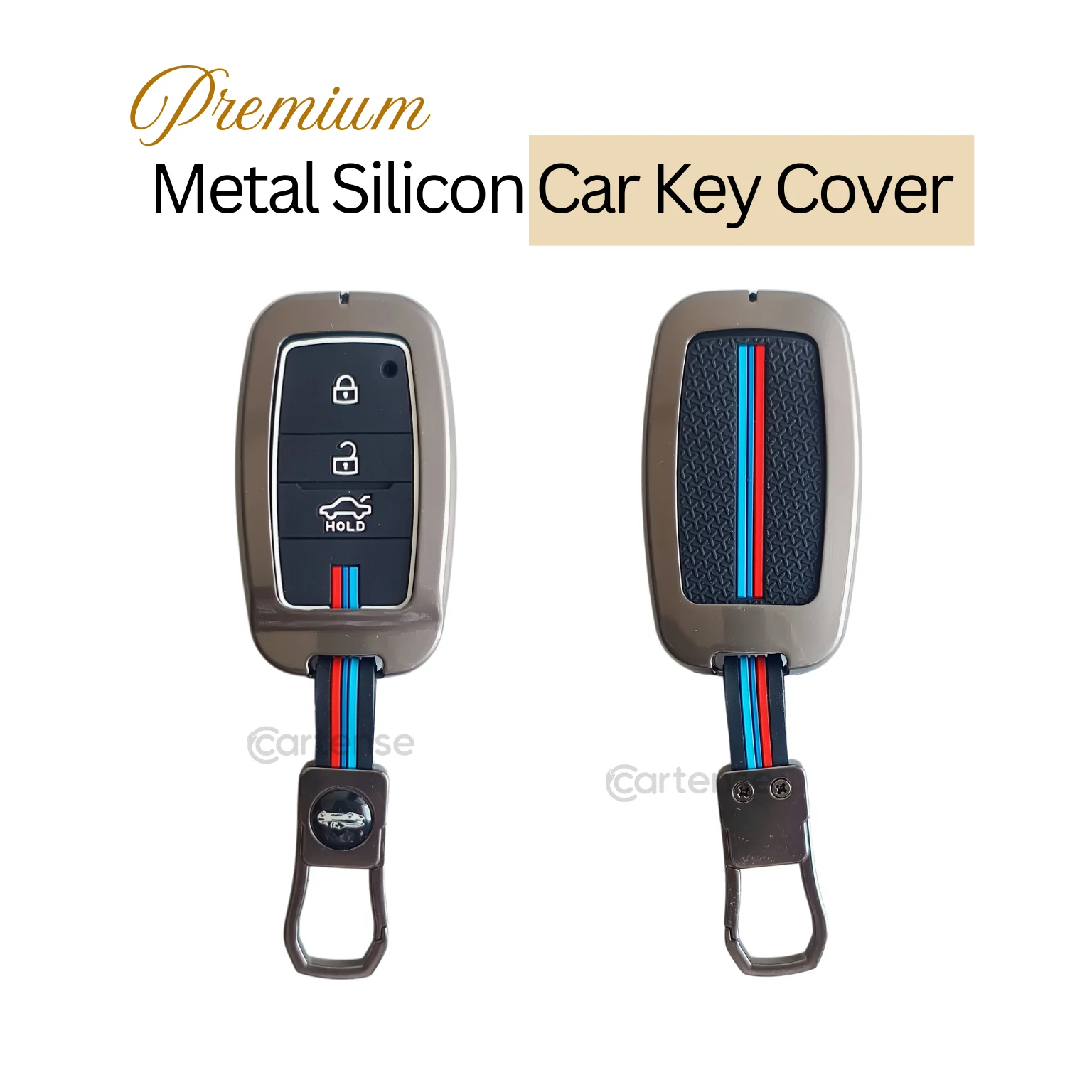 Metal Silicon Car Key Cover Compatible With Seltos, Sonet, Carens | Push Start Key - Image 3