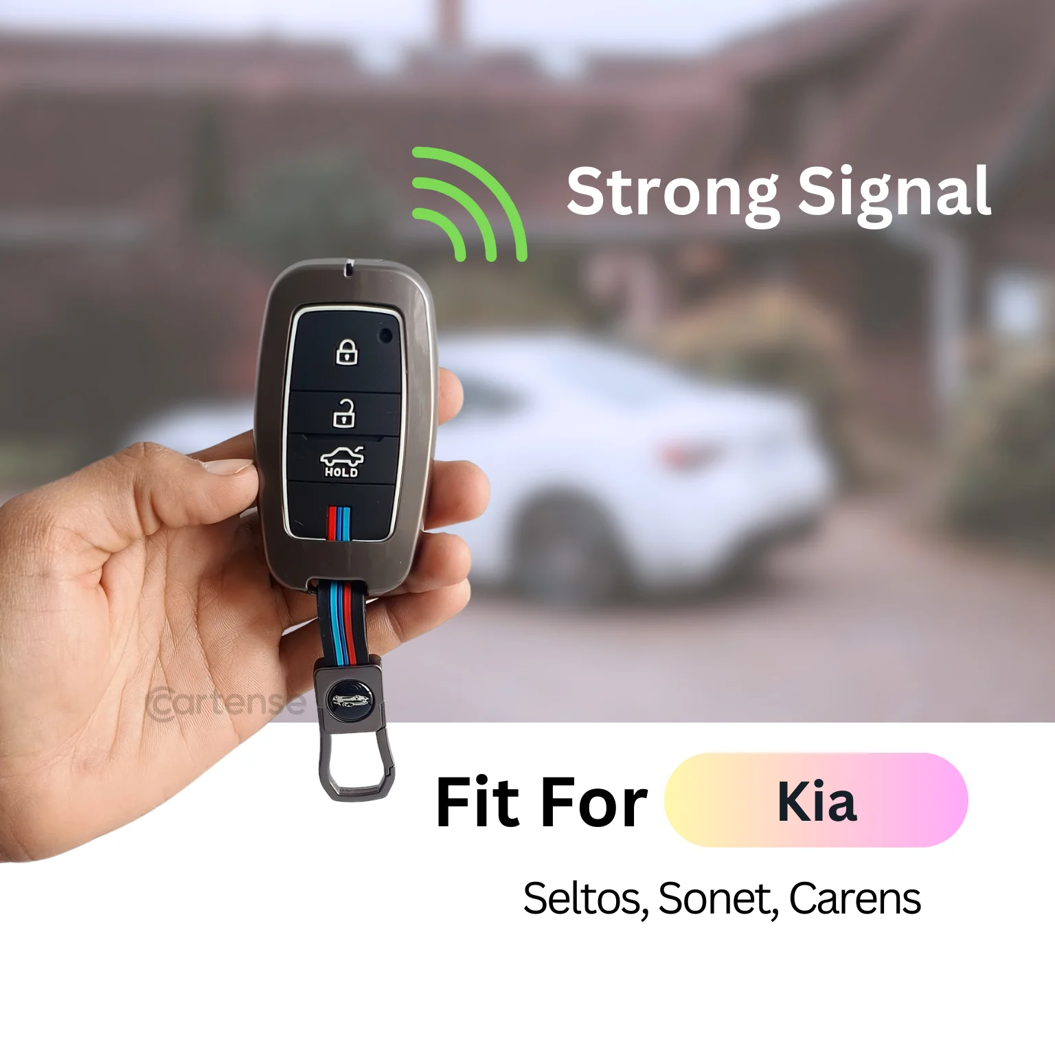 Metal Silicon Car Key Cover Compatible With Seltos, Sonet, Carens | Push Start Key - Image 4