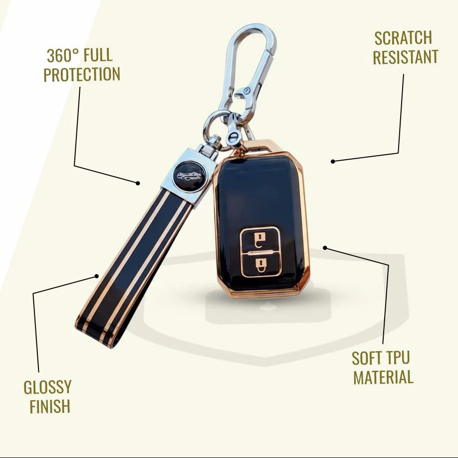 TPU Key Cover with Belt for Suzuki Baleno, Swift, Ertiga, XL6, DZire, Fronx, Scross, Celerio, Ciaz, Brezza, Grand Vitara, Jimny, Ignis | 2 Button Smart Key - Image 3