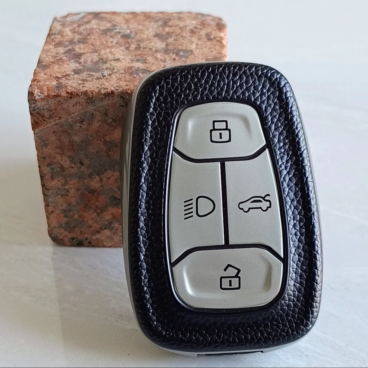 TPU Leather Car Key Cover For TATA Punch, Tiago, Altroz, Nexon, Harrier, Safari, EV, Sierra | 4 Button Smart Key - Image 2