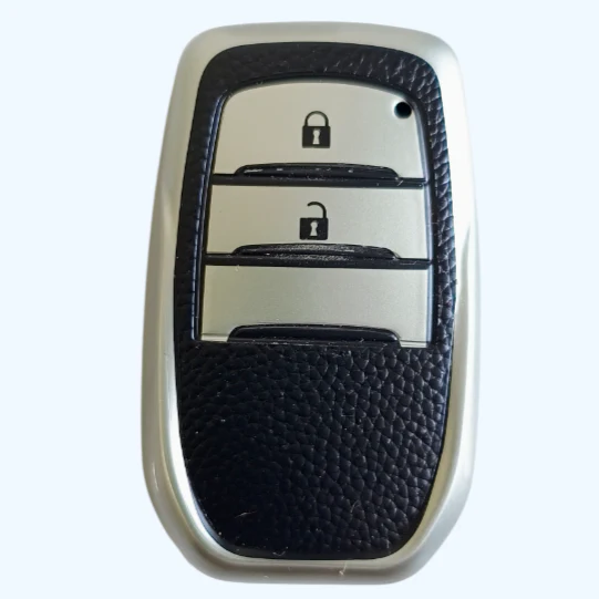 TPU Leather Car Key Cover For Toyota Fortuner, Hilux, Innova Crysta, Legender, Innova HyCross, Land Cruiser | 2 Button Type M1 Push Start Smart Key - Image 3