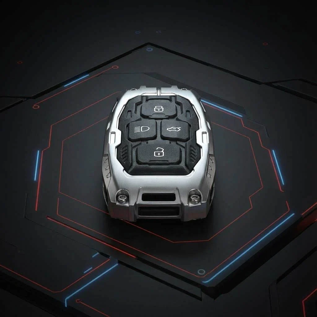 Transformer Car Key Cover Silver For TATA Punch, Tiago, Altroz, Nexon, Harrier, Safari, EV, Sierra | 4 Button Smart Key - Image 2