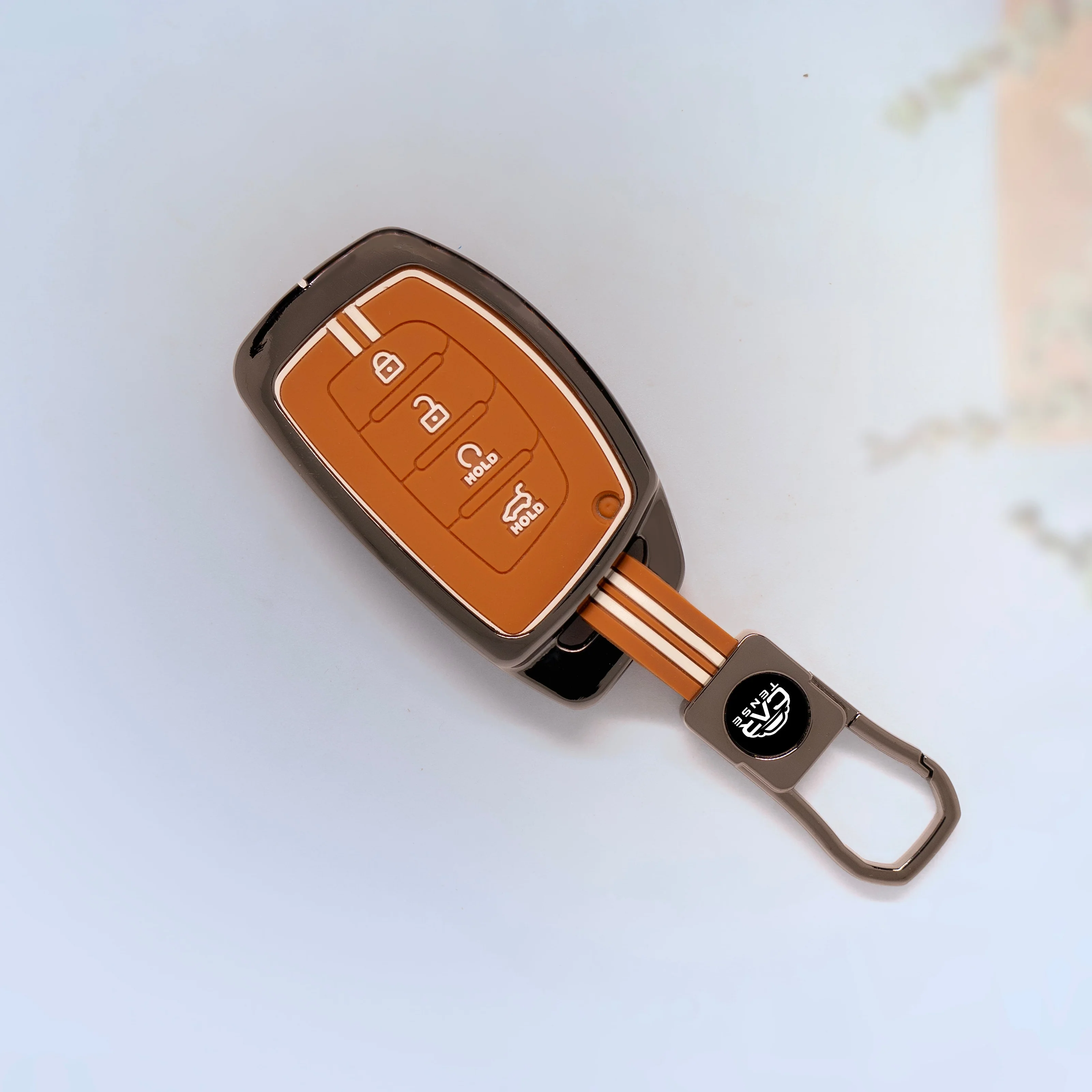 Zinc Alloy Metal Silicon Key Cover Compatible With Hyundai Alcazar, Creta, Tucson | 4 Button Smart Key - Image 2